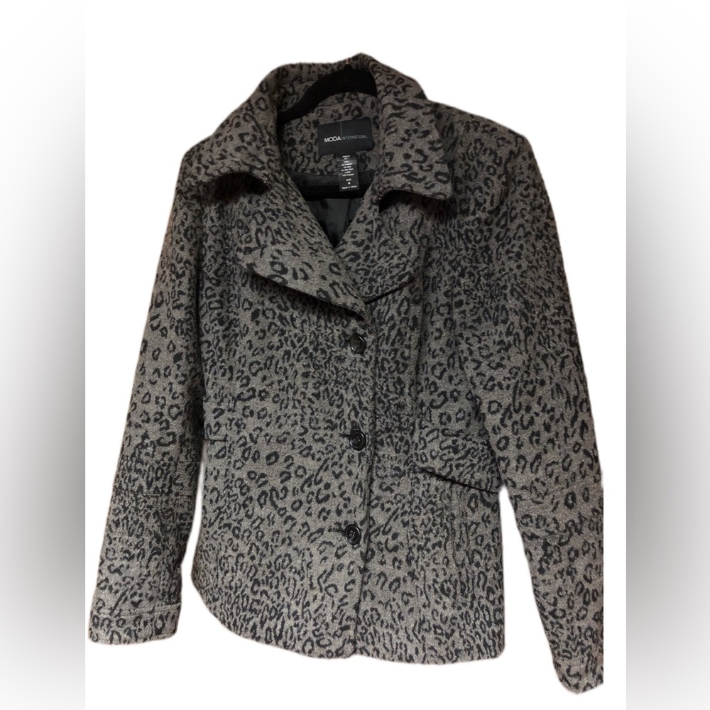 Pea coat in fun animal print.  Size 10.